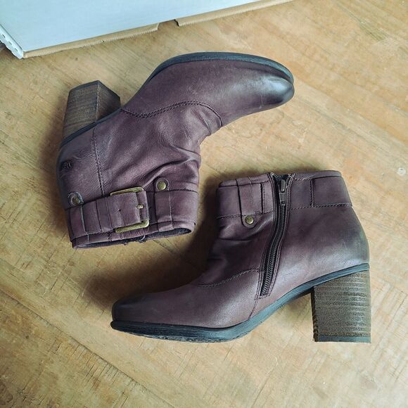 Josef Seibel Womens Block Heel Leather Brown Boot Bootie Pump Zipper Sz 37‎ NEW - Picture 3 of 5